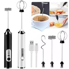 USB Rechargeable Milk Coffee Frother Whisk Egg Beater Handheld Frappe Mixer New
