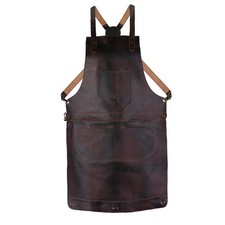 Leathershire Dark Brown Crossbody Leather Apron Butcher Apron BBQ & Grill Apron