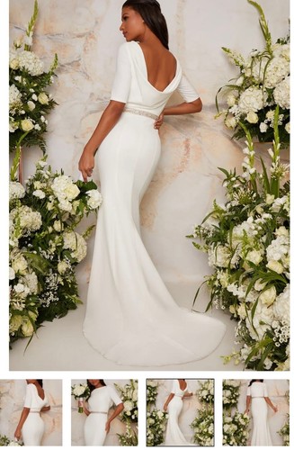 Wedding dress with scoop back - with,