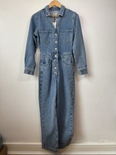 Zara Light Blue Long Sleeve Denim Button Up Jumpsuit Size XS BNWT