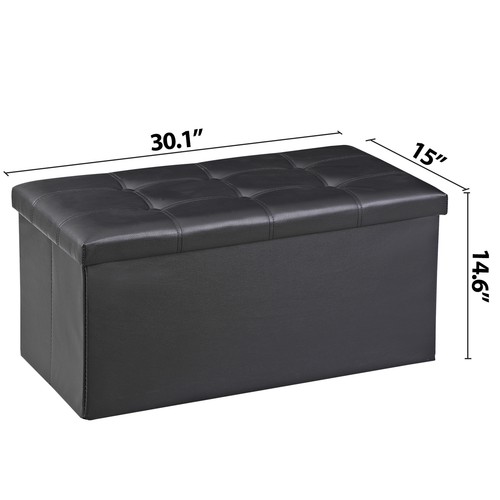 Black folding storage ottoman - black,