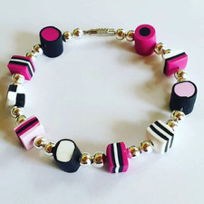 Unique PINK LIQUORICE ALLSORTS BRACELET bassetts FOOD JEWELLERY handmade RETRO