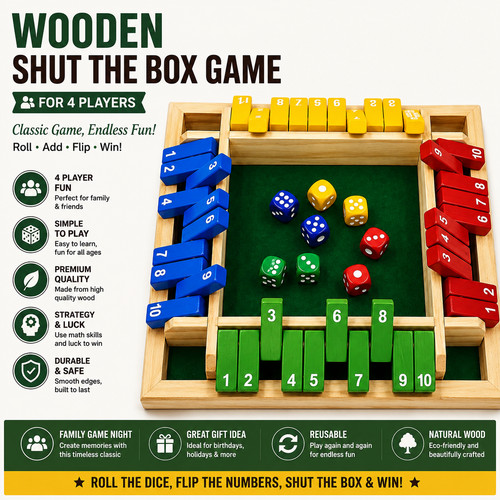Wooden shut the box game - the, for