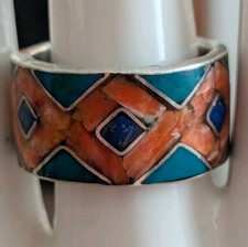 Vtg 950 Sterling Silver Inlay