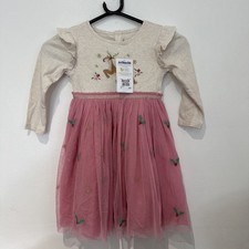 JOJO MAMAN BEBE Girls Christmas Tutu Dress 2-3 Years pink. Beige. Reindeer. New