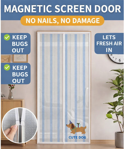 Magnetic mesh door curtain - magnetic,