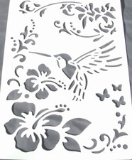 Wall Stencil Reusable Template Flower Leaves Bird Tropical No 2 