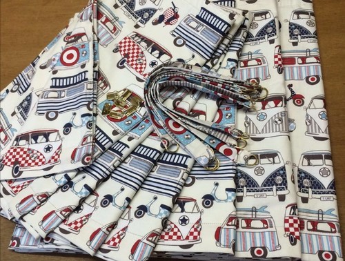 Happy camper blue fabric - happy,
