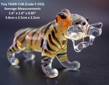 Miniature GLASS TIGER CUB Beautiful Handmade Decorative Ornament Animal Figurine