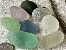 Lovely Collection of Genuine Seaham Sea Glass - 8 Extra Large Coloured Pieces