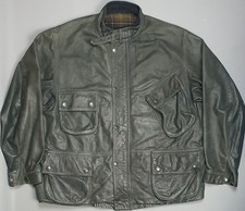 Barbour Leather Jacket Mens 2XL Black International A7 Wool Country Military
