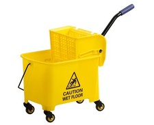 20L Mop Bucket with Wringer Metal Handle on Wheels for Floor Cleaning Yellow