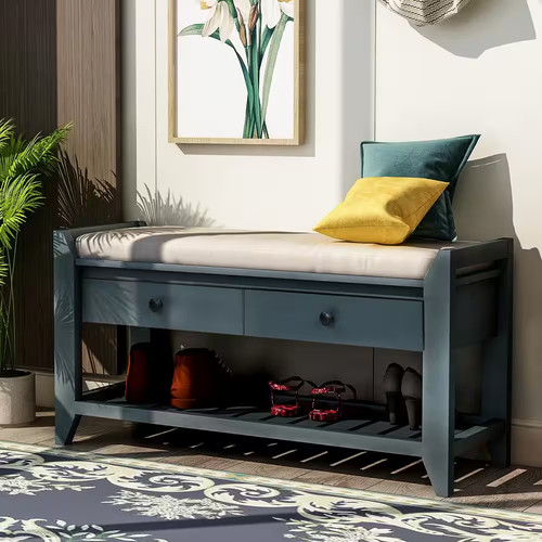 Entryway blue storage bench - storage,