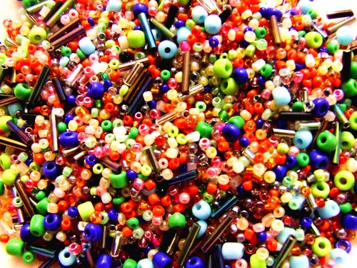 Mixed colourful seed beads - colourful,