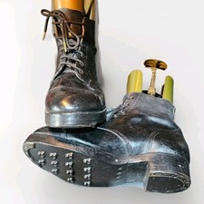 Army Ammunition Hobnail Boots Black Leather British Ammo Boots UK 9 New Laces