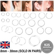 925 Sterling Silver Hoop Earrings Set Small Large Creole Nose Rings Sleeper Ball