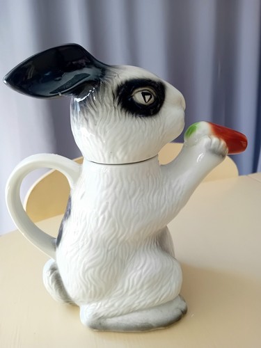 Vintage white black rabbit - white, &