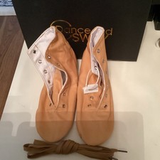 Tan Ballet Jazz Dance SHOES Soft Split Suede Sole Boot Shoes size 5