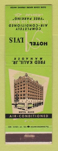 Matchbook cover hotel alvis - -,