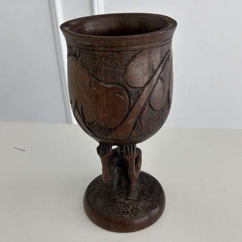 Carved wooden treen goblet - carved,