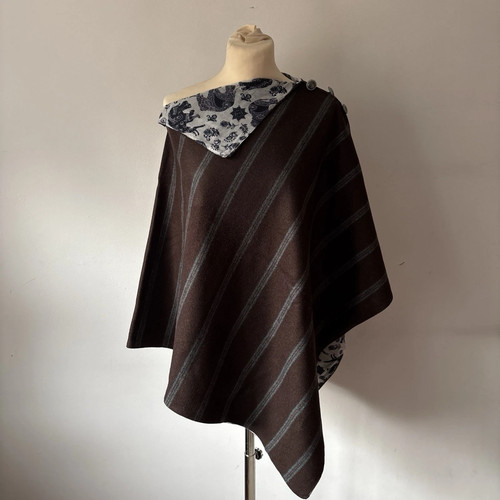 Ladies poncho brown - brown, flannel