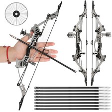 16" Mini Compound Bow Kit 16lbs Archery Gift Arrows Pocket Bow Target Game
