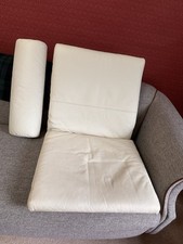 IKEA POANG IVORY LEATHER SEAT CUSHION (&HEADREST CUSHION)