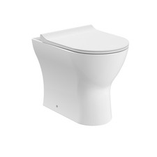 Rimless Back to Wall Toilet Pan & Soft Close Sandwich Seat White Rimless Toilet 