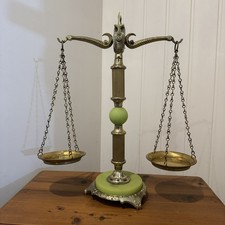 Antique Brass & Onyx Scales Of