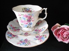 Vintage Richmond Tea Cup Saucer Plate Trio Set Sweet Peas  Fine Bone China