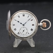 Antique Sterling Silver J.W. Benson Half Hunter Pocket Watch