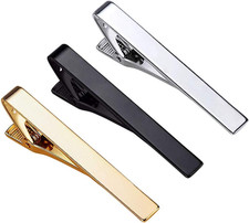 3 Pack Tie Clips for Men Long Styles Tie Bar Clip Set Square Edges Tie Tack Pins