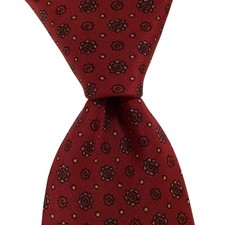 STEFANO RICCI Men's 100% Silk Necktie ITALY Luxury Geometric Burgundy/Brown EUC