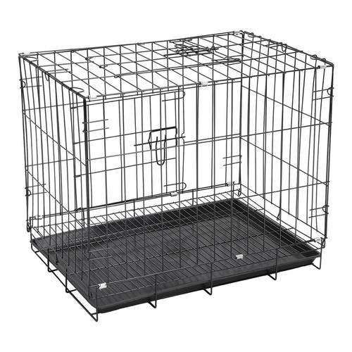 Black metal pet carrier - black,