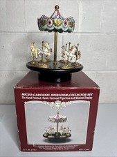 VTG HEIRLOOM Musical Micro Carousel Collector Set Hand Painted Figurines - READ!