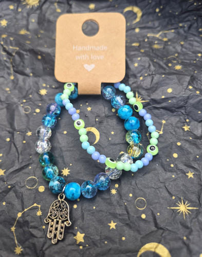 Handmade blue green beaded - handmade,