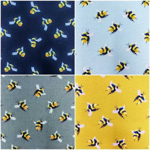 Bee cotton fabric mustard - bee,