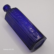 6oz Victorian Cobalt Blue Hexagonal NTBT Poison Bottle c1890’s 