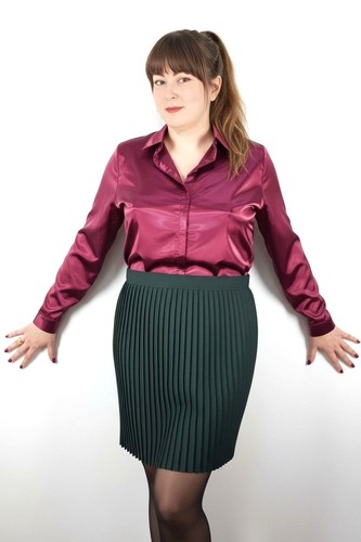 Burgundy glossy satin - , blouse