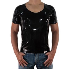 Brand New Latex Rubber Black T-Shirt (One Size) 