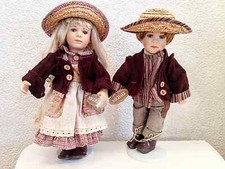 2x Vintage porcelain Leonardo Collection doll Michelle & Michael Rare find