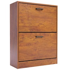 2 Drawer Shoe Cabinet Storage Cupboard Unit Shoe Rack Wooden Stand Organiser