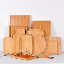 1pc Wooden Bamboo Serving Tray Tea Cup Trays Fruit Plate Storage Pallet