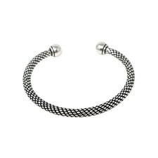 Mens Heavy 925 Sterling Silver Bangle Bracelet, Torque Silver Bangle Cuff for...