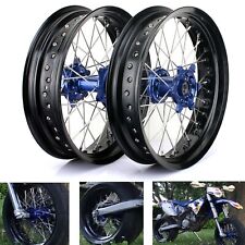 17" 3.5/5.0 Supermoto Wheels Rim Blue Hubs For KTM 125-540 EXC SX-F SX SXS XC-W