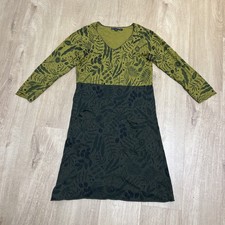 GUDRUN SJODEN Green Floral A-Line Cotton Wool Long Sleeve Blouson Dress Size S