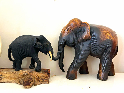 Hand carved wooden elephant - wooden,