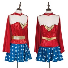 Adult Deluex Wonder Woman Superhero Corset Costume Halloween Cosplay Fancy Dress