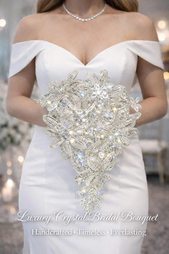 Crystal bridal brooch - crystal, bouquet
