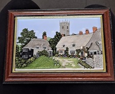 Vintage Friars Craft 3D Godshill Isle Of Wight Dark Framed Picture NEW